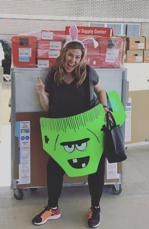Mrs. Wyatt dressed up as Jerry, from Creepy Pair of Underwear